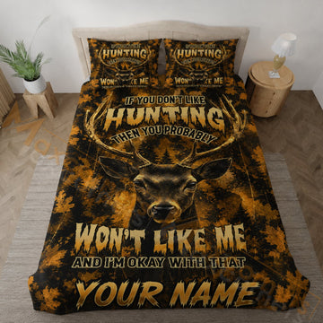 Maxcorners Hunting Deer Hunt Like Me Black Orange Camo Design Bedding Set 3D Print Custom Name