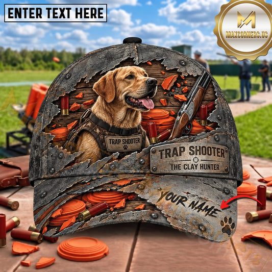 Maxcorners Distressed Metal Labrador The Clay Hunter Trap Shooting Personalized Name 3D Cap