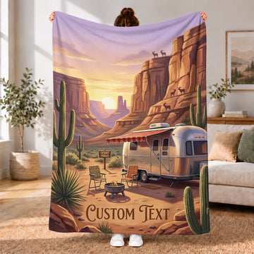 Maxcorners RVs Travel Trailer Desert Cactus Canyon Custom Name 3D Blanket