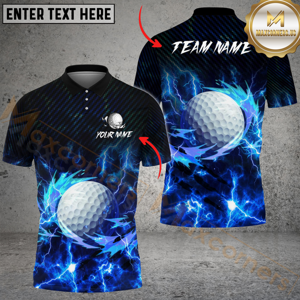 Maxcorners Golf Thunderbolt Multicolor Customized Name, Team Name 3D Shirts