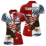Maxcorners Red, White, Blue American Flag Eagle Men Bowling Shirt Custom Patriotic Red Camo Bowling Team Jersey LM184