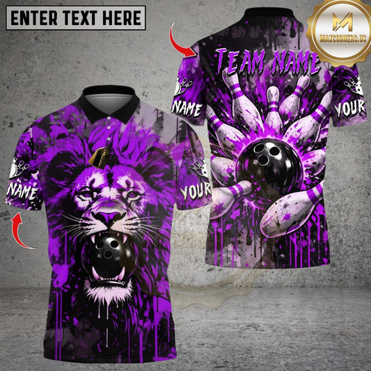 Maxcorners Lion Bowling Designn Multicolor Customized Name, Team Name 3D Shirts