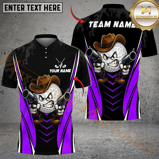 Maxcorners Golf Cowboy Ball Cartoon Style Personalized Name, Team Name 3D Shirt (4 Colors)
