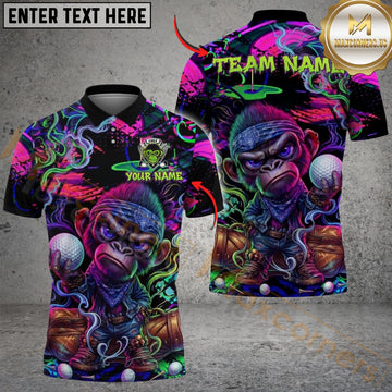 Maxcorners Golf Angry Monkey Neon Graffiti Design Customized Name, Team Name Shirts