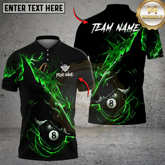 Maxcorners Billiards Ball 8 Dark Shark Customized Name, Team Name 3D Shirt (4 Colors)
