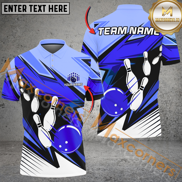 Maxcorners Strike Cubes Bowling Jersey Multicolor Option Customized Name, Team Name 3D Polo Shirt