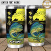 Maxcorners Fishing Tumbler Neon Yellow Sunset Angler Design Personalized Name Tumbler (13 Species)