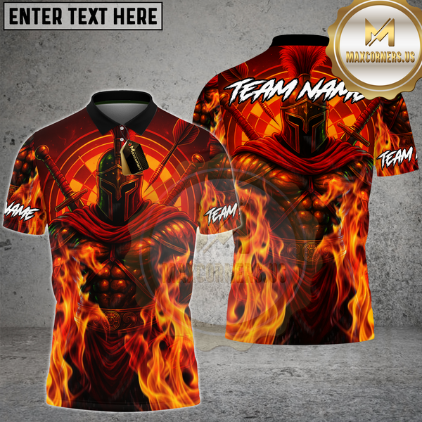 Maxcorners Dart Shirt Fiery Spartan Warriorr Design Multioptions Personalized Name, Team Name Unisex 3D Shirt (4 Colors)