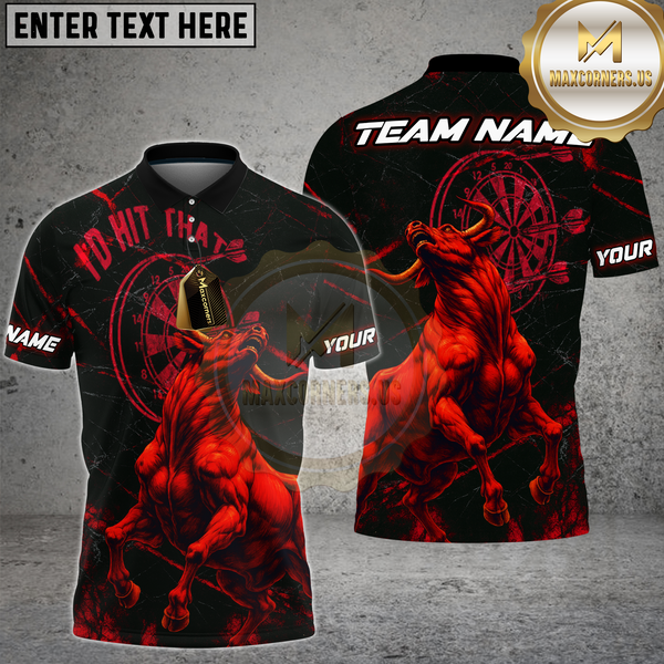 Maxcorners Dart Bull Shirt I'd Hit That Design Multioptions Personalized Name, Team Name Unisex 3D Shirt (4 Colors)