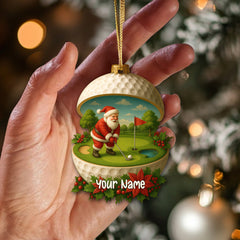 Maxcorners Personalized Santa Golf Ornament, Custom Golf Decor Christmas Gift For Golfer, Golf Christmas Ornaments