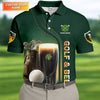 Maxcorners Grip It Rip It Sip It Golf And Beer St Patrick's Day Green Golf Tops For Men, Golf Shirts For Men