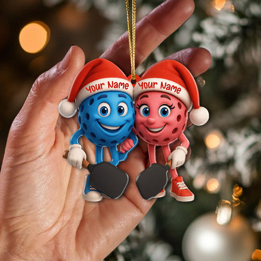 Maxcorners Personalized Pickleball Ornament, Cute Couple Pickleball Christmas Ornament With Custom Names And Color