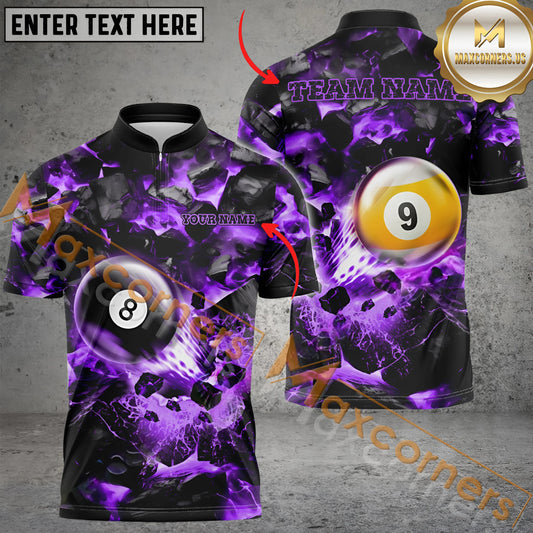 Maxcorners Billiard Ball 8&9 For Shoot And Destroy Multicolor Options Personalized Name, Team Name 3D Polo Shirt