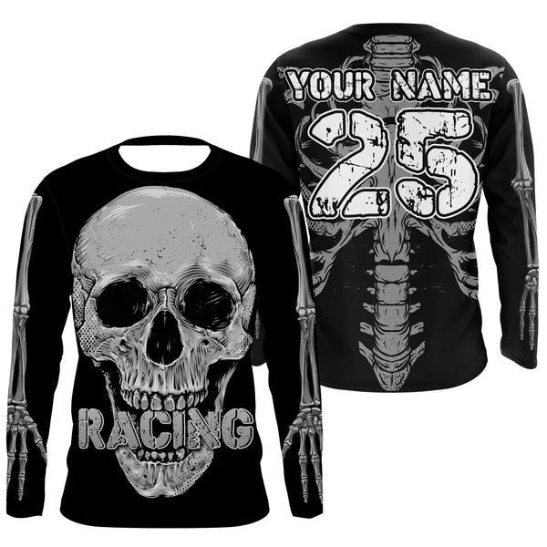 Skull Racing personalized jersey UPF30+ cool biker long sleeves skull riders motorcycle racewear