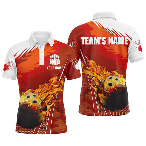 Maxcorners Flame Bowling Ball Customized Name And Team Name 3D Shirt