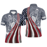 Maxcorners Patriotic American Flag Bowlers Bowling Gifts for Men Team with Name Polo & 1/4 Zip