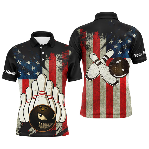 Maxcorners American Flag Evil Bowling Ball Customized Name 3D Shirt