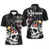 Maxcorners Personalized Skull Us Flag Billiard Team Jersey Billiard Shirts For Men Polo & 1/4 Zip LM283
