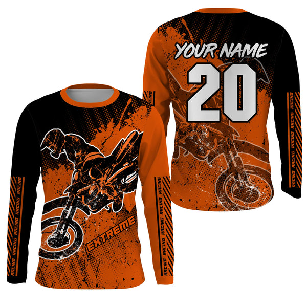 Motocross for men women jersey custom UPF30+ off-road dirt bike orange racing shirt racewear