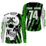 Skull MotoX jersey custom number motocross UV protective green dirt bike racing motorcycle racewear