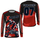 Personalized red UPF30+ Motocross riding jersey extreme MX racing dirt bike off-road motorcycle