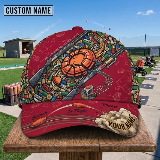 (10 Colors) Maxcorners Trap Shooting Colorful Shotgun Shells Orange Clay Target Launch Flight Impact Personalized Classic Cap
