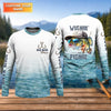 Maxcorners Wishin' I Was Fishin' Shirt, Personalized Bad Bass Fishing Shirt For Men, Fishing UPF Shirts
