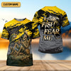 Maxcorners Fish Fear Me Funny Skeleton Fishing UPF Shirts, Men's Fishing Shirts Long Sleeve, Fishing Gifts For Men