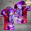 Maxcorners Bowling Shirt Neon Wolf Cosmic Galaxy Bowling Art Multioptions Personalized Name, Team Name 3D Shirt (4 Colors)