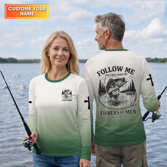 Maxcorners Custom Christian Shirts, Christian Fishing Shirts, Follow Me Fishers of Men Matthew 4:19, Religious Gift for Men