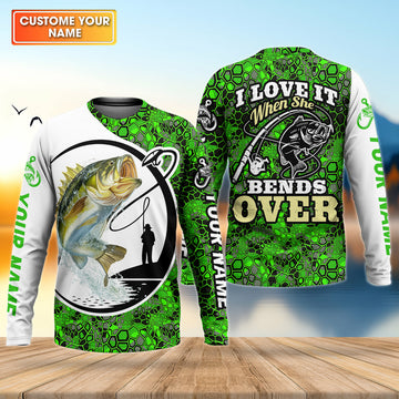 Maxcorners Personalized I Love It When She Bends Over UPF Fishing Shirt, Custom Name