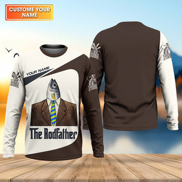 Maxcorners The Rodfather Fishing Shirt, Personalized Funny Angler, Mens Long Sleeve T shirts, Gift For Dad Fisherman
