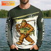 Maxcorners Funny Bigfoot Fishing UPF Shirt, Sasquatch Fishing Humor, Personalized Fishing Shirt for Men