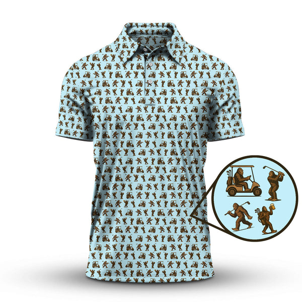 Maxcorners Crazy Golf Pattern Shirt, Bigfoot Golf Shirt For Men, Golf Gift For Golfer