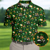 Maxcorners St Patrick's Day Leprechaun Golf Pose Irish Flags Shamrock Golf Shirt, Golf Tops For Men, Golf Shirts For Men