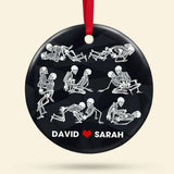 Maxcorners Personalized Black Rose Heart Shape Skeleton Couple Christmas - Ornament