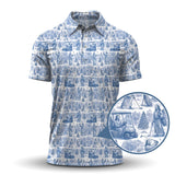 Maxcorners Christmas Golf Shirt, Pattern Golf Shirt For Men, Toile De Jouy Shirt, Jesus Golf Shirt For Golfer