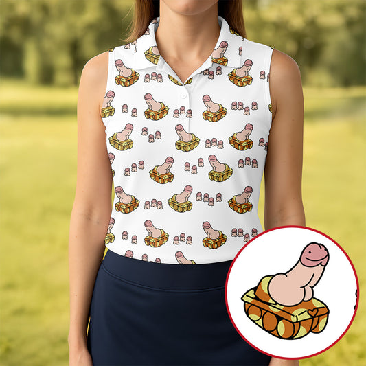 Maxcorners White Funny Adult Novelty Tank Pattern Golf Shirt, Women's Golf Tops, Performance Golf Shirt LM1507