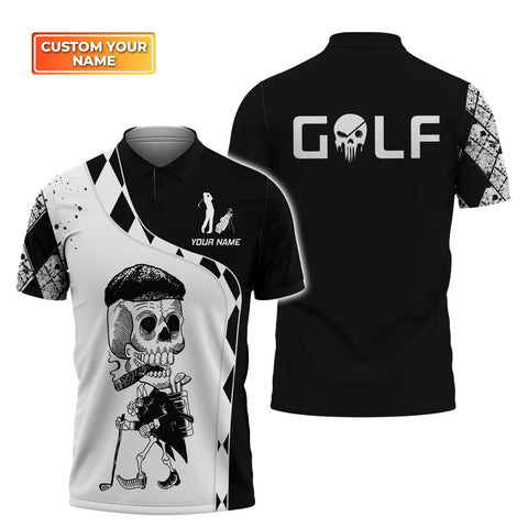 Maxcorners Golf Skull Customized Name 3D Shirt