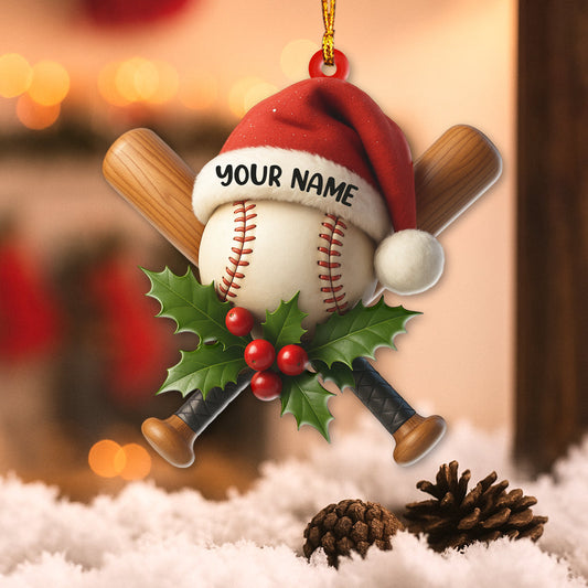 Maxcorners Christmas Baseball Lover, Home Decor, Christmas Ornament, Personalized Ornament 2D Flat LM2111