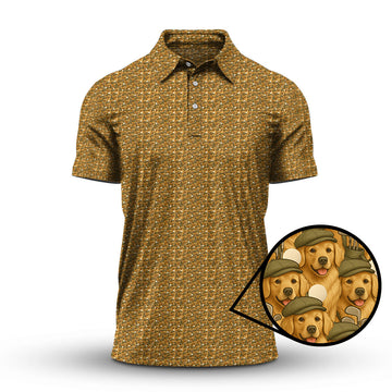 Maxcorners Golden Retriever Golf Shirt, Pattern Golf Shirt, Dog Golf Shirt For Golfers