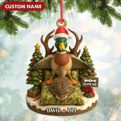 Maxcorners Funny Duck Hunter Couple Ornament, Personalized Christmas Gift for Hunting Lovers LM0411