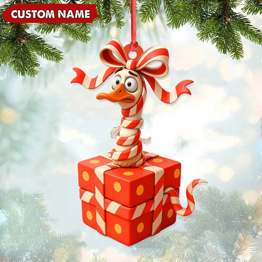 Maxcorners Personalized Funny Duck Gift Box Acrylic Ornament - Hilarious Christmas Decor, Perfect Gag Gift for Friends & Coworkers
