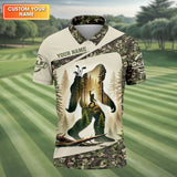 Maxcorners Not All Who Wander Are Lost Bigfoot Custom Men's Golf Polo Shirt, Golfing Apparel, Golf Gifts For Men