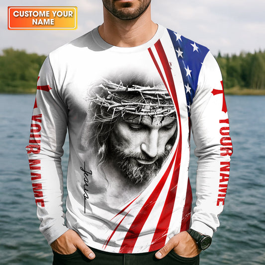 Maxcorners Jesus Is My Savior Fishing Is My Therapy Shirt, Personalized Christian Fishing Long Sleeve For Men