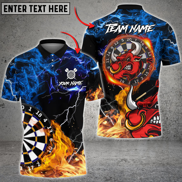 Maxcorners Bullseye Flame Darts Jersey Multicolor Option Customized Name, Team Name 3D Polo Shirt