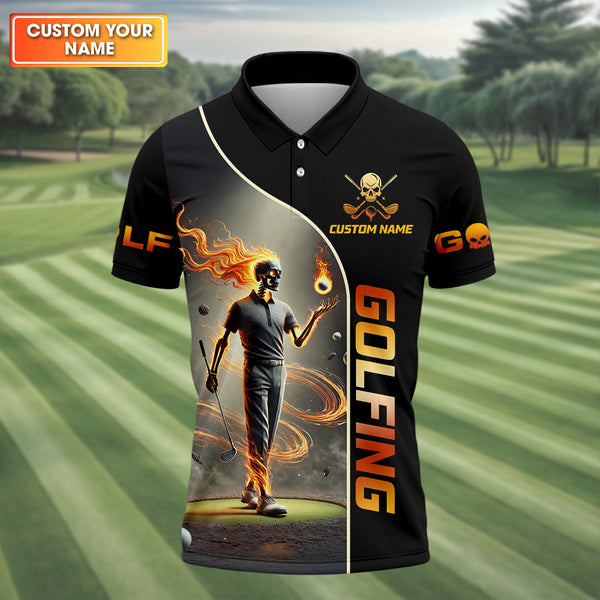 Maxcorners I Was One Under Today Custom Men's Golf Polo Shirt, Funny Skull Golf Shirt, Dad Golf Gift