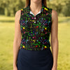 Maxcorners Black Neon Paint Splatter Golf Shirt, Women's Golf Tops, Performance Golf Shirt LM1507