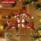 Maxcorners Personalized Couple Reindeer Acrylic Ornament - Cute Custom Deer Christmas Tree Gift for Couples LM0411
