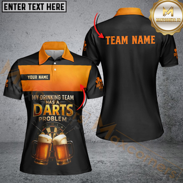 Maxcorners Dart and Beer Shirt, My Drinking Team Has a Darts Problem Shirts, Funny Custom Darts Polos LM0509